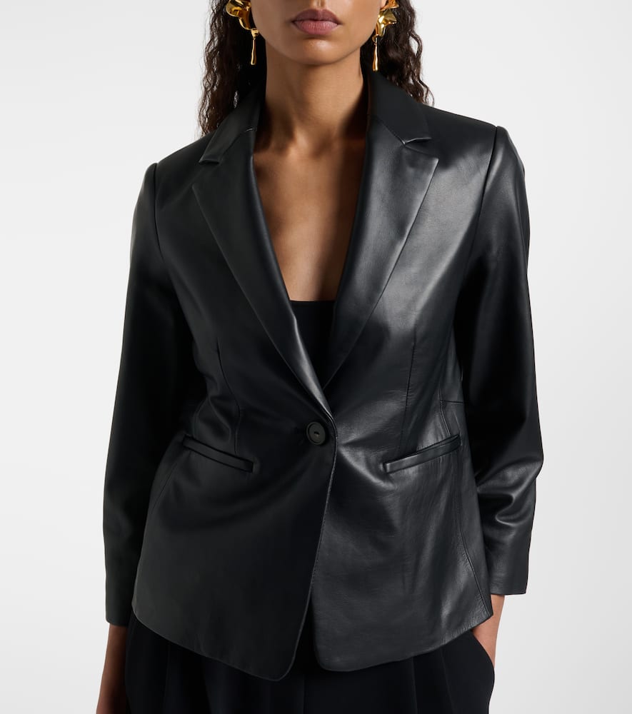 Vince Leather Blazer In Black