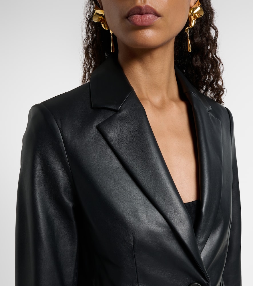 Vince Leather Blazer In Black