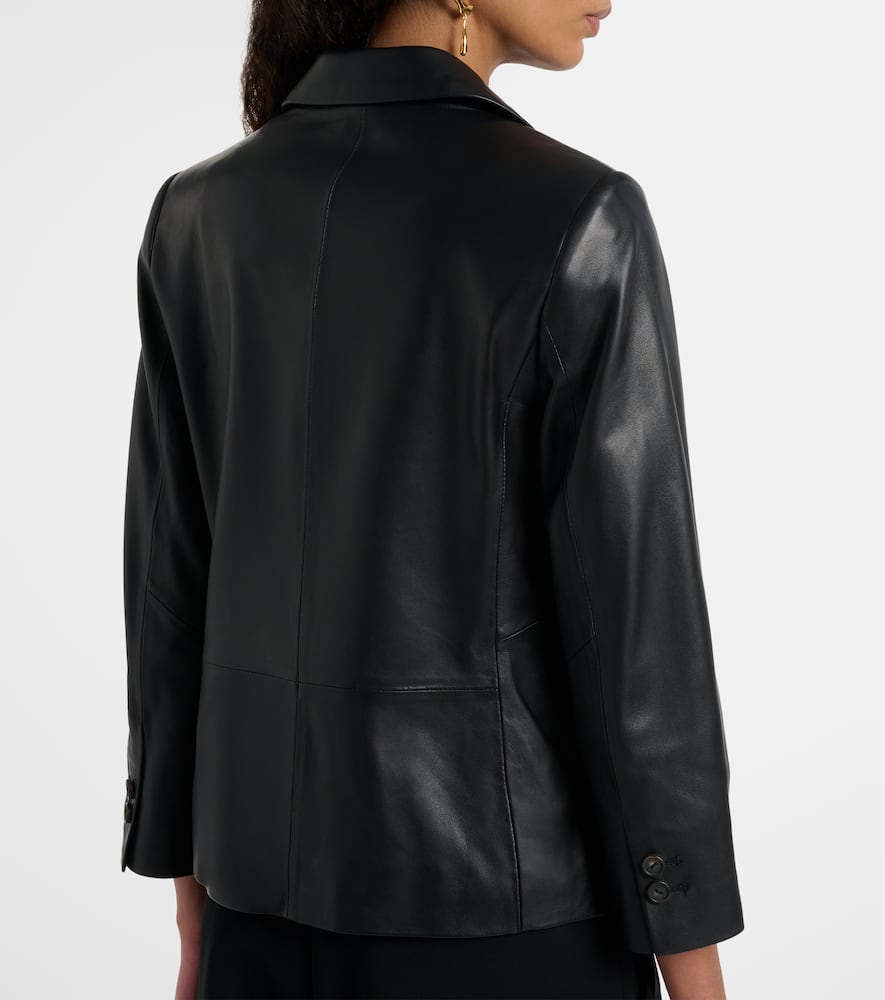 Vince Leather Blazer In Black