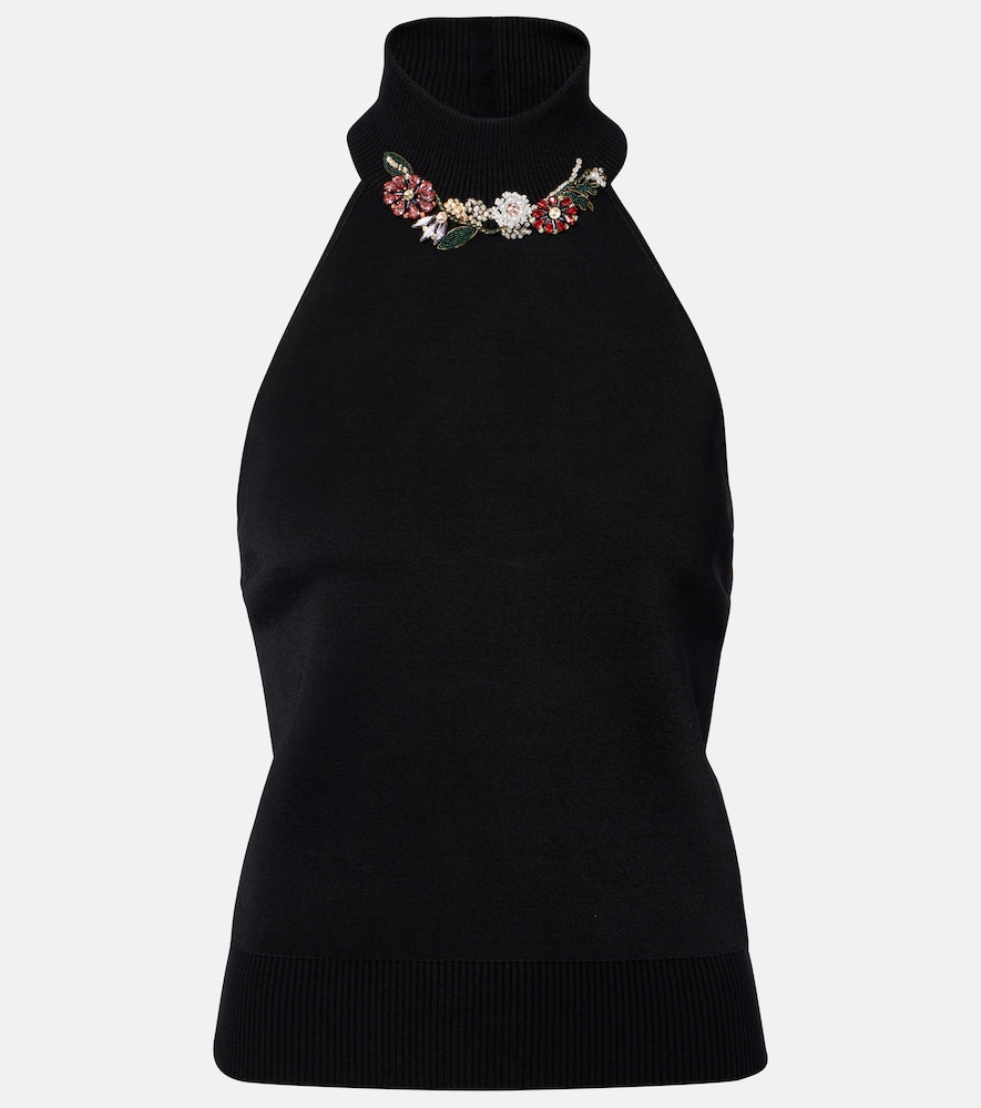 Givenchy Women's Black Embellished Halterneck Top Uk Size 8