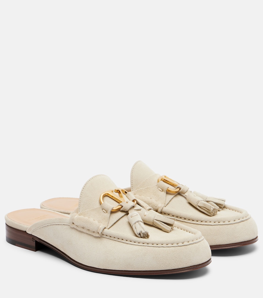 Valentino Garavani Women's Beige Vlogo Suede Mules UK Size 5.5 - Mytheresa