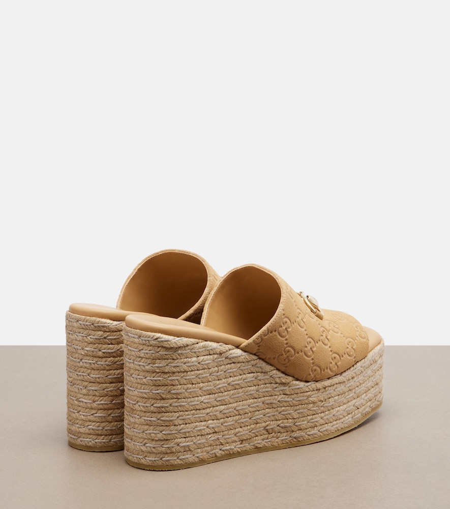  Gucci Gucci Espadrille-wedges Horsebit Gg Mit Veloursleder 