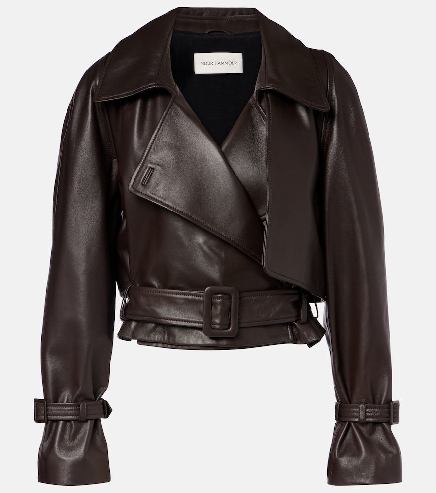 Nour Hammour Hatti Cropped Leather Jacket