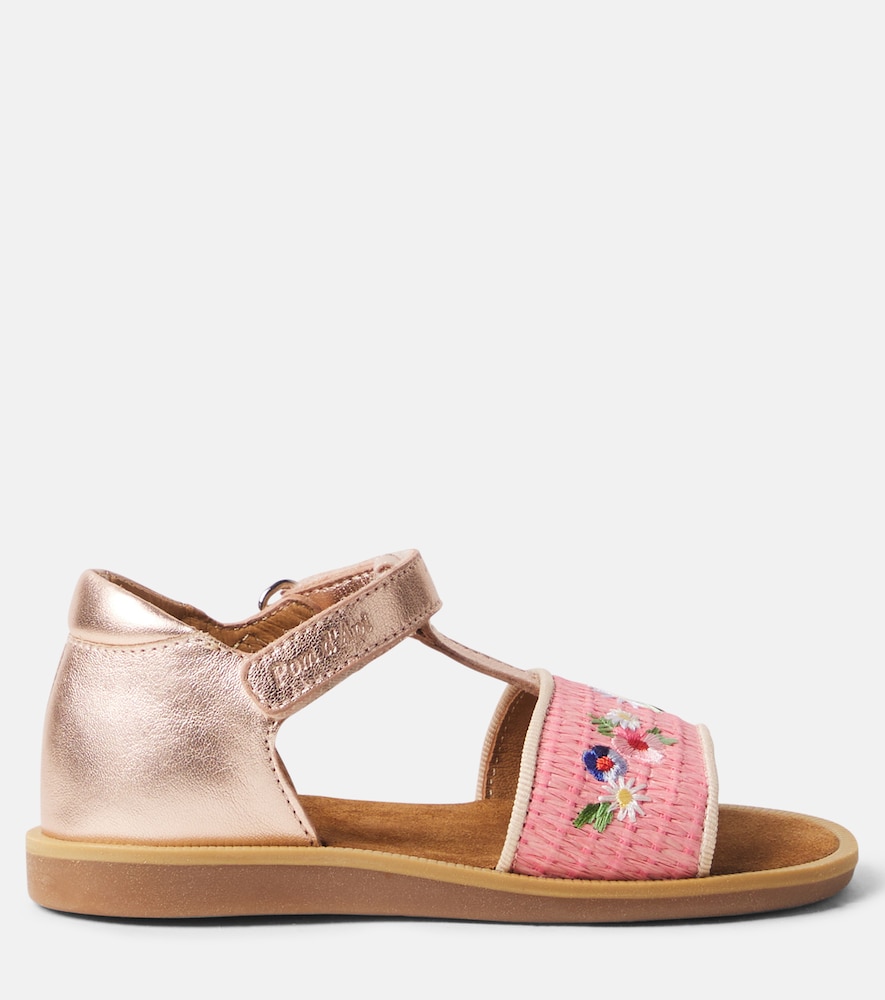  Pom D'api Pom D'api Poppy Air Natur Raffia-trimmed Leather Sandals 