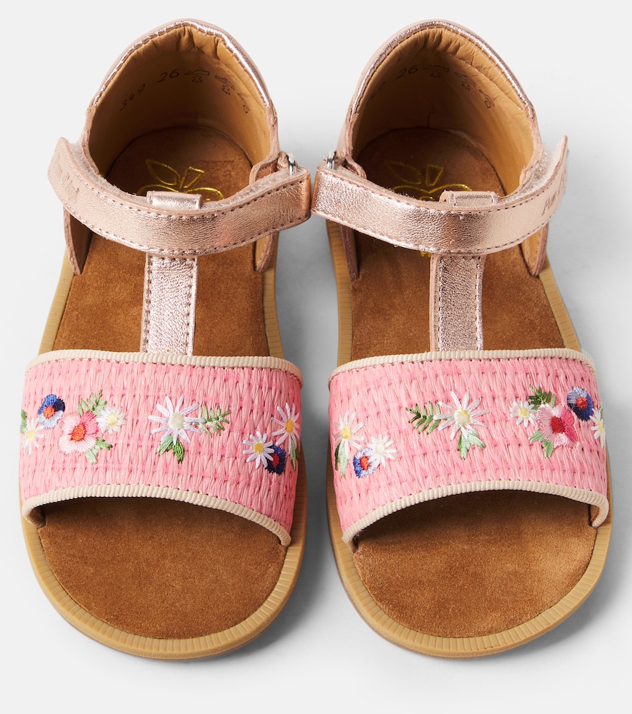  Pom D'api Pom D'api Poppy Air Natur Raffia-trimmed Leather Sandals 