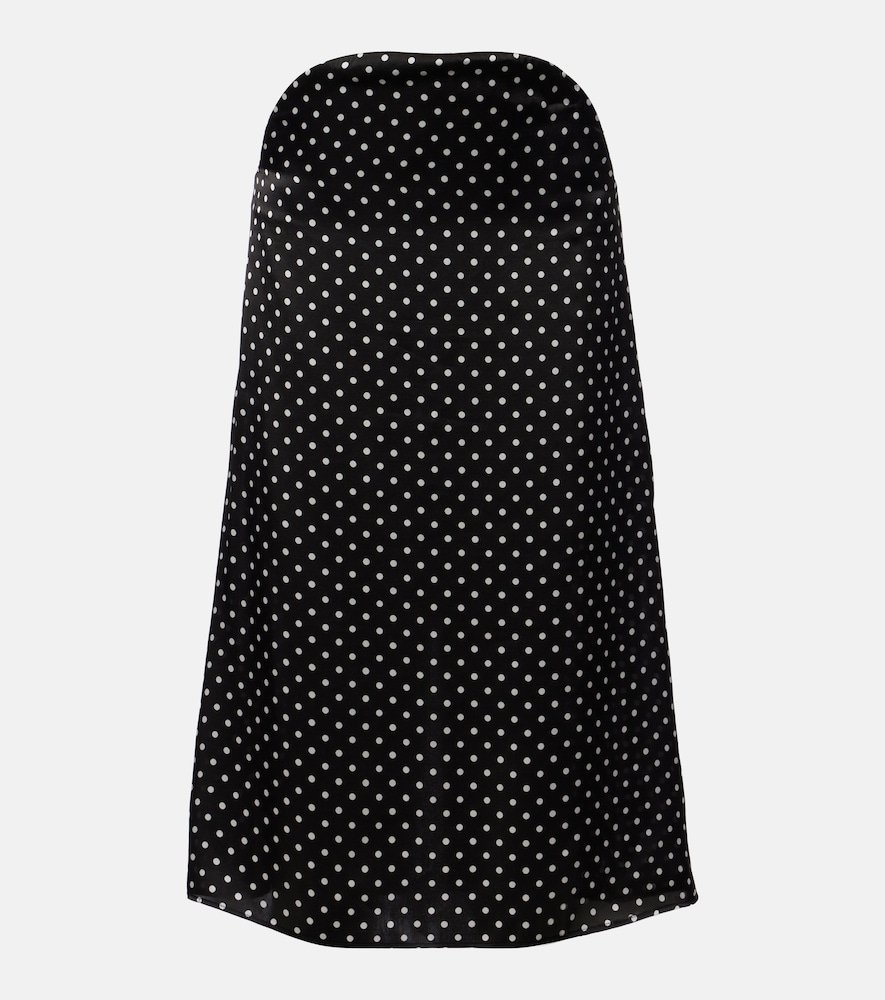 Gonna midi in seta a pois con cut-out