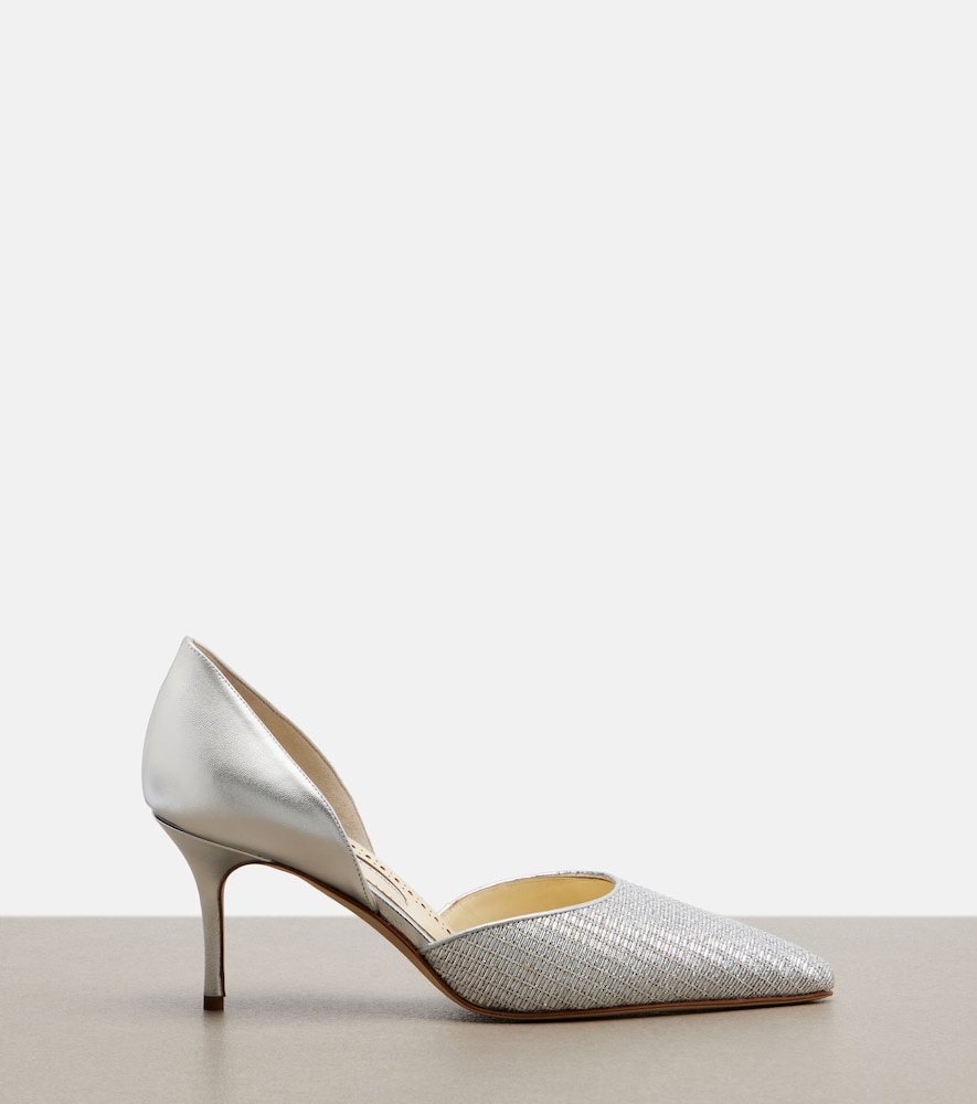 Taylerbinu Leather-Trimmed Woven Pumps
