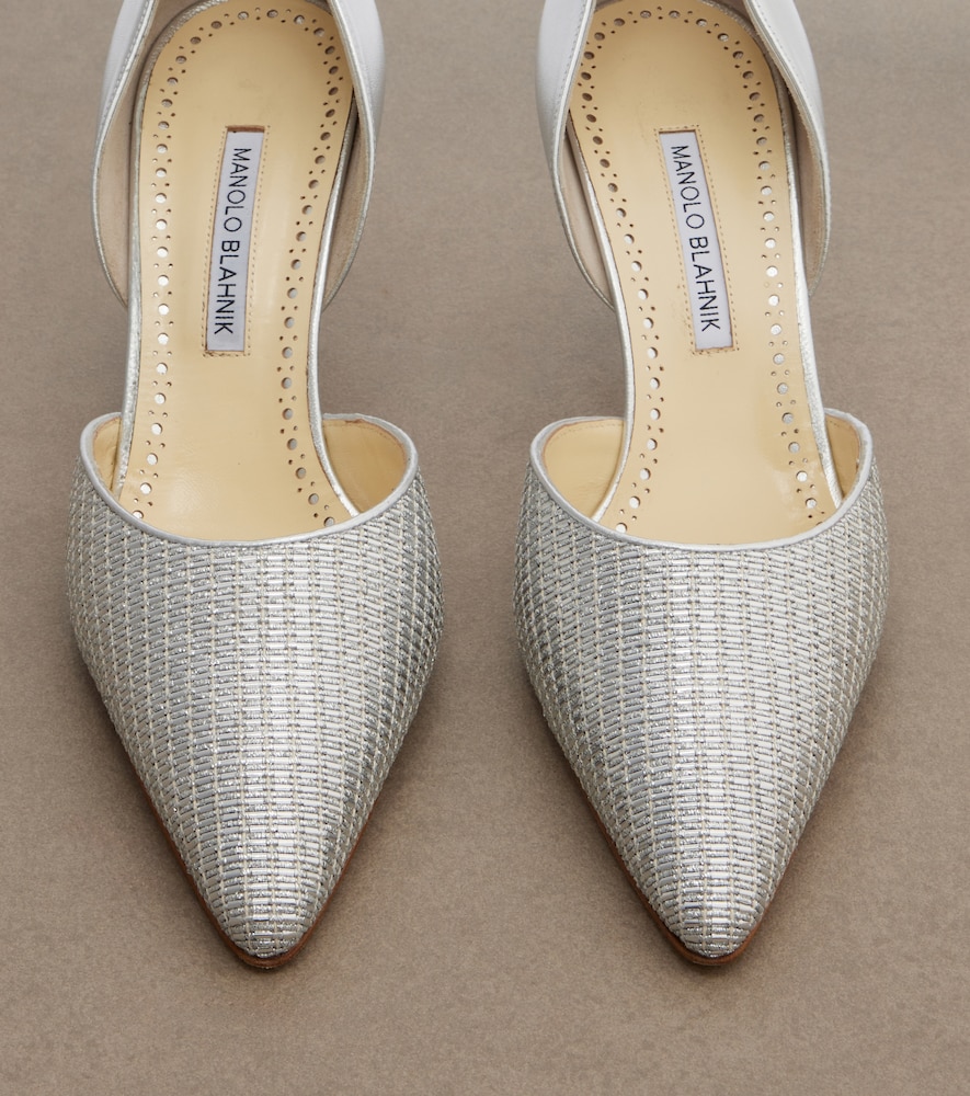 Taylerbinu Leather-Trimmed Woven Pumps