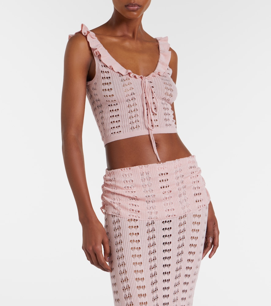  Aya Muse Aya Muse Ruffled Pointelle Crop Top 