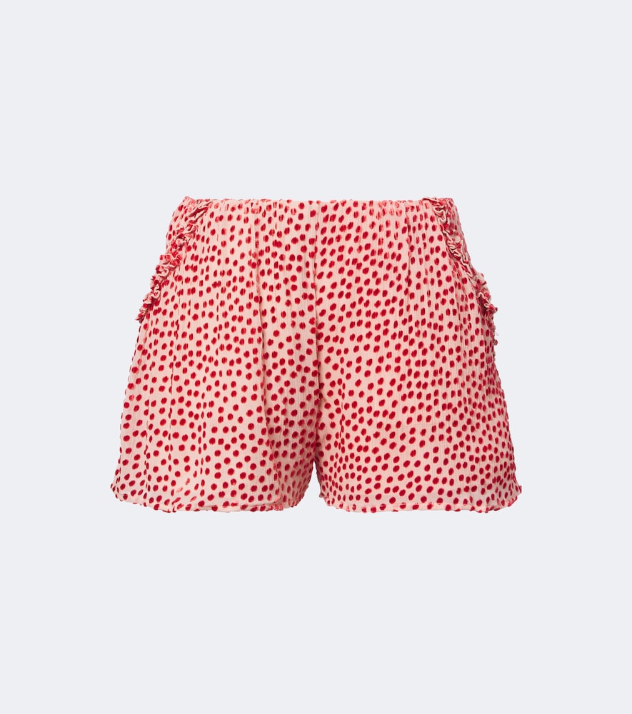 Posse Elise Polka-dot Ruffled Shorts In Red