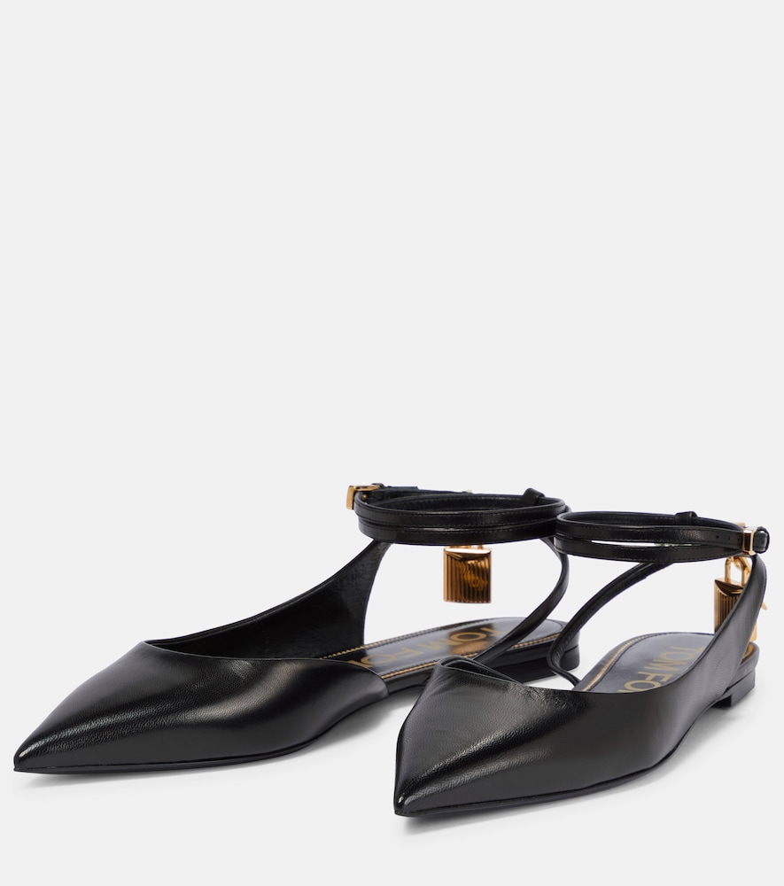  Tom Ford Tom Ford Padlock Leather Slingback Flats 