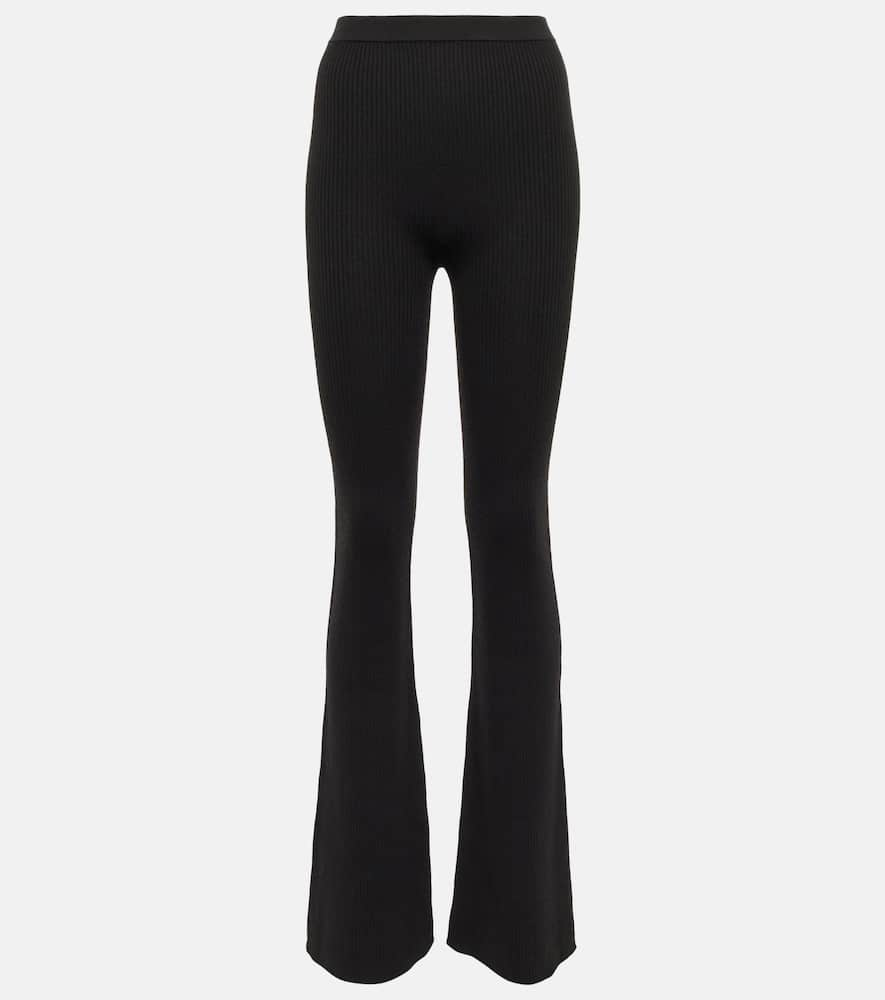 Rick Owens Rib-knit Wool-blend Pants In Black