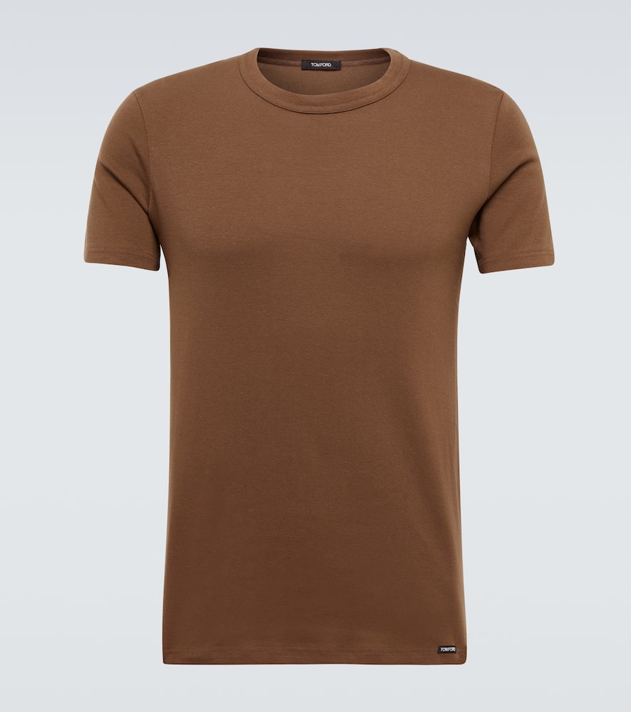 Shop Tom Ford Cotton-blend Jersey T-shirt In Nude 7