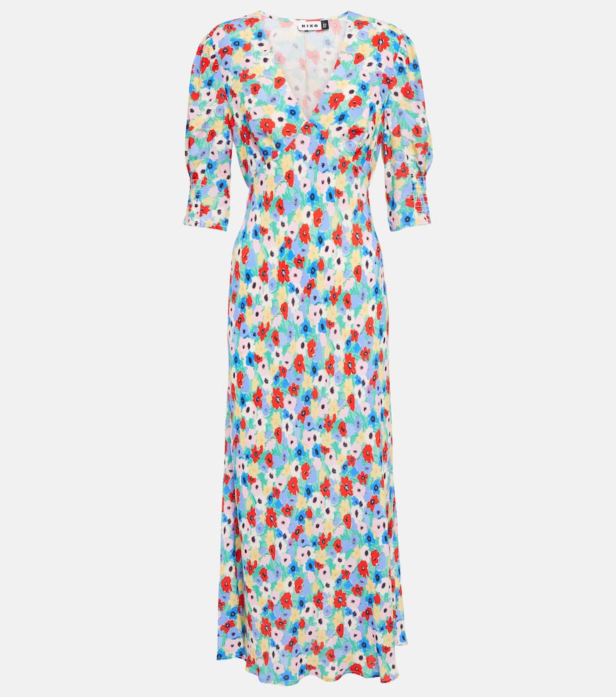 Rixo London Zadie Floral-print Woven Midi Dress In Spring Ink Floral