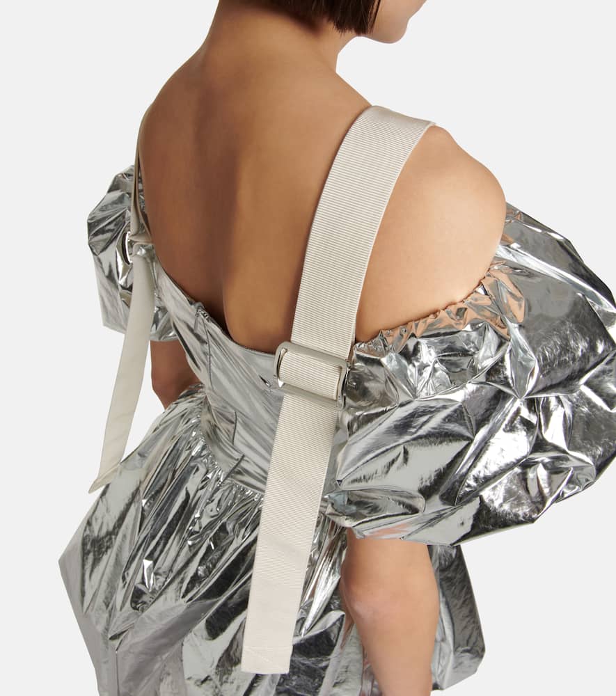 Simone Rocha Puff-sleeve Metallic Minidress In Silver