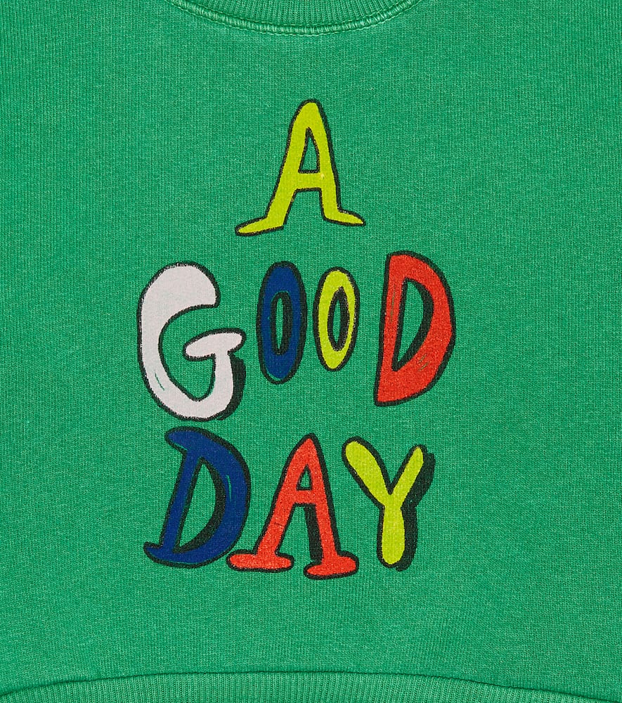The Animals Observatory Green Cotton ' A Good Day' Sweatshirt In Green A Good Day