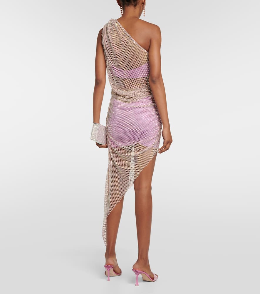 Giuseppe Di Morabito Embellished Mesh Midi Dress In Lilac Pink