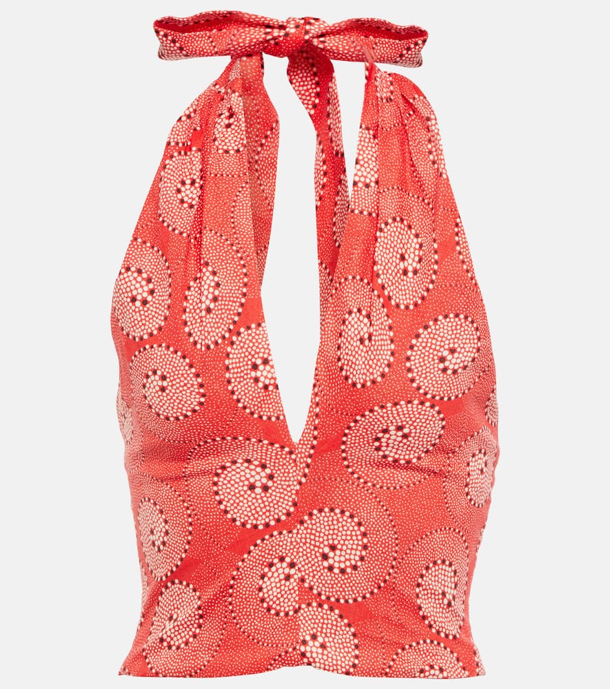 Staud Kai printed halterneck crop top