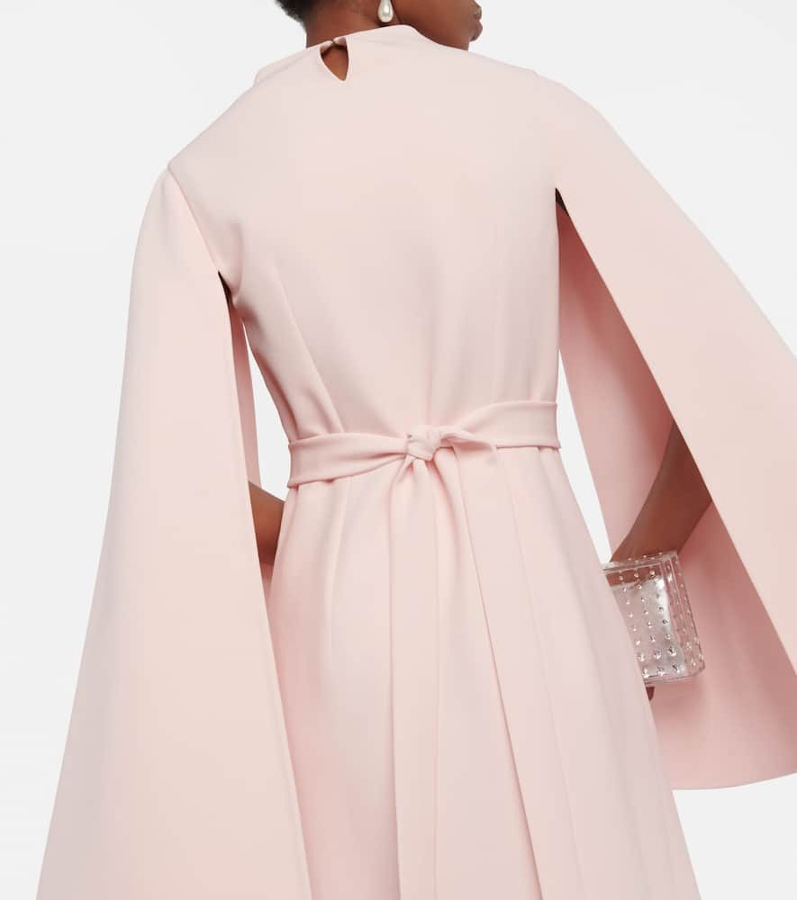 Shop Safiyaa Cape-detail Crêpe Gown In Pale Pink/pale Pink