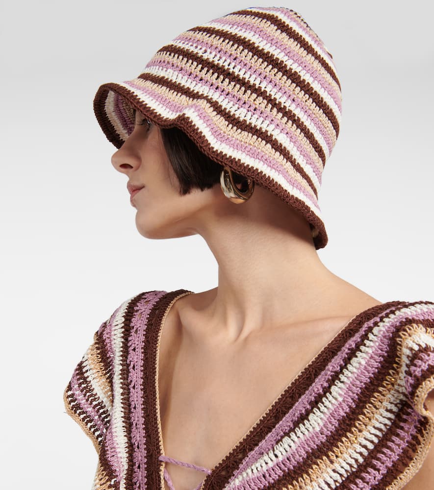 Shop Anna Kosturova Striped Crochet Cotton Bucket Hat