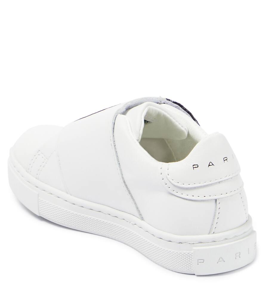 Shop Kenzo Embroidered Leather Sneakers In White