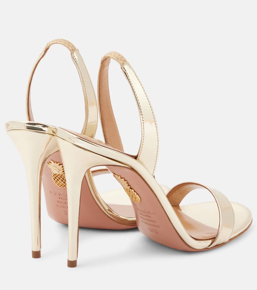 Aquazzura So Nude 85 Sandal In Metallic Leather In Gold