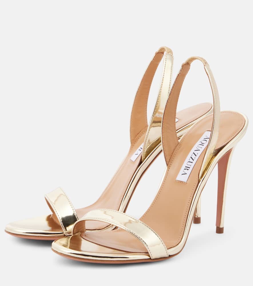 Aquazzura So Nude 85 Sandal In Metallic Leather In Gold