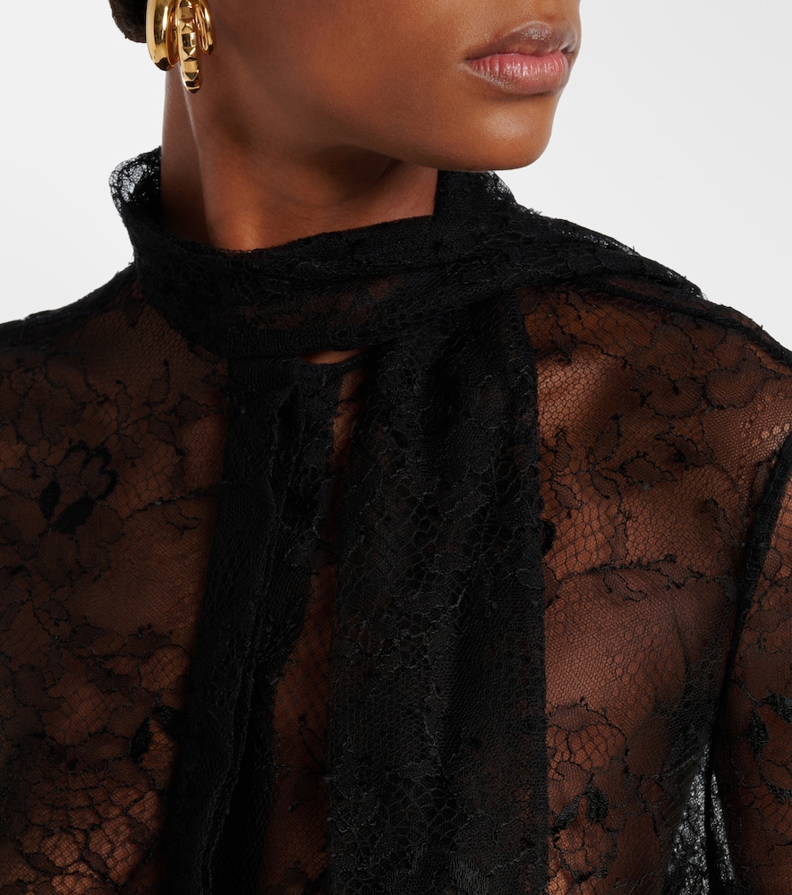  Valentino Valentino Scarf-detail Floral Lace Blouse 