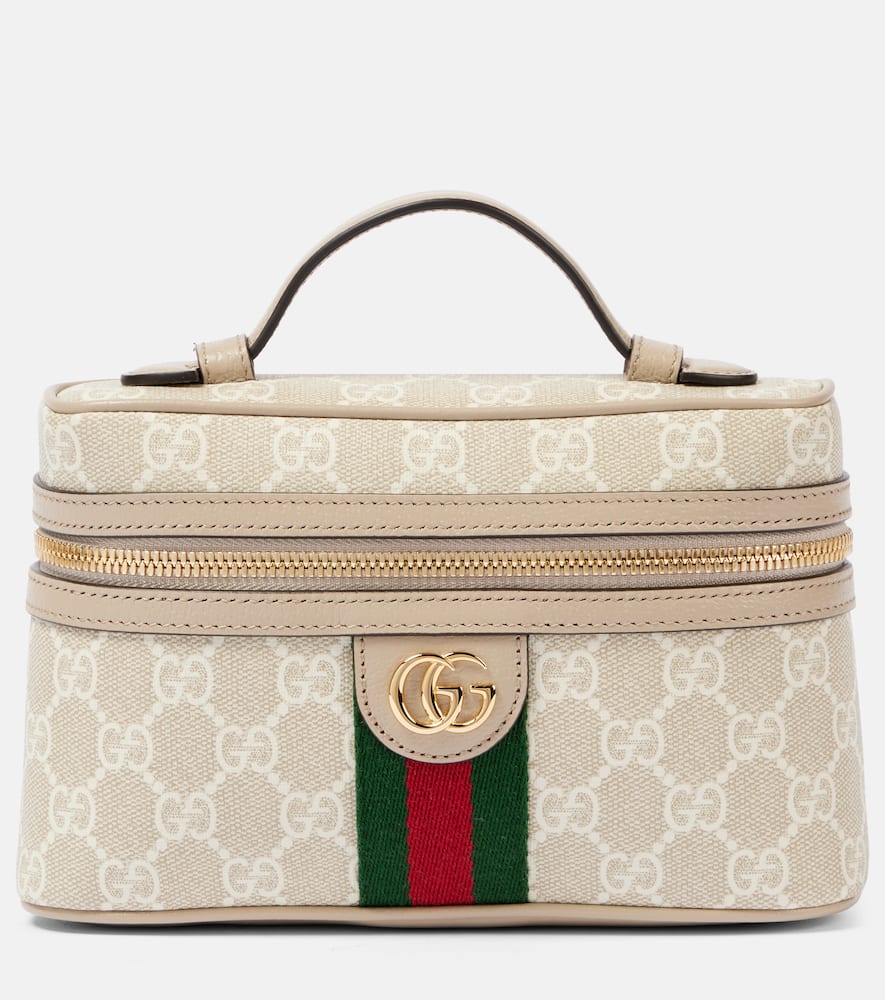 Ophidia Mini leather-trimmed shoulder bag