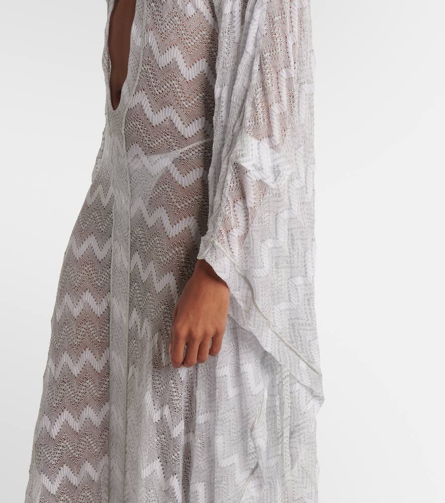 Missoni Zig Zag Beach Cover-up In White W/silver Lame'