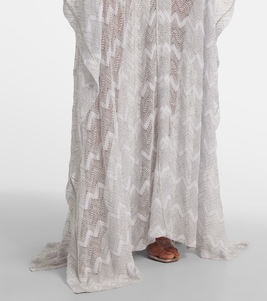 Missoni Zig Zag Beach Cover-up In White W/silver Lame'
