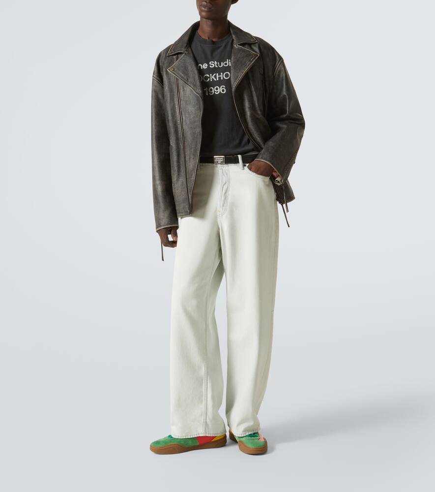 Shop Acne Studios Leather And Suede Sneakers In Multicoloured