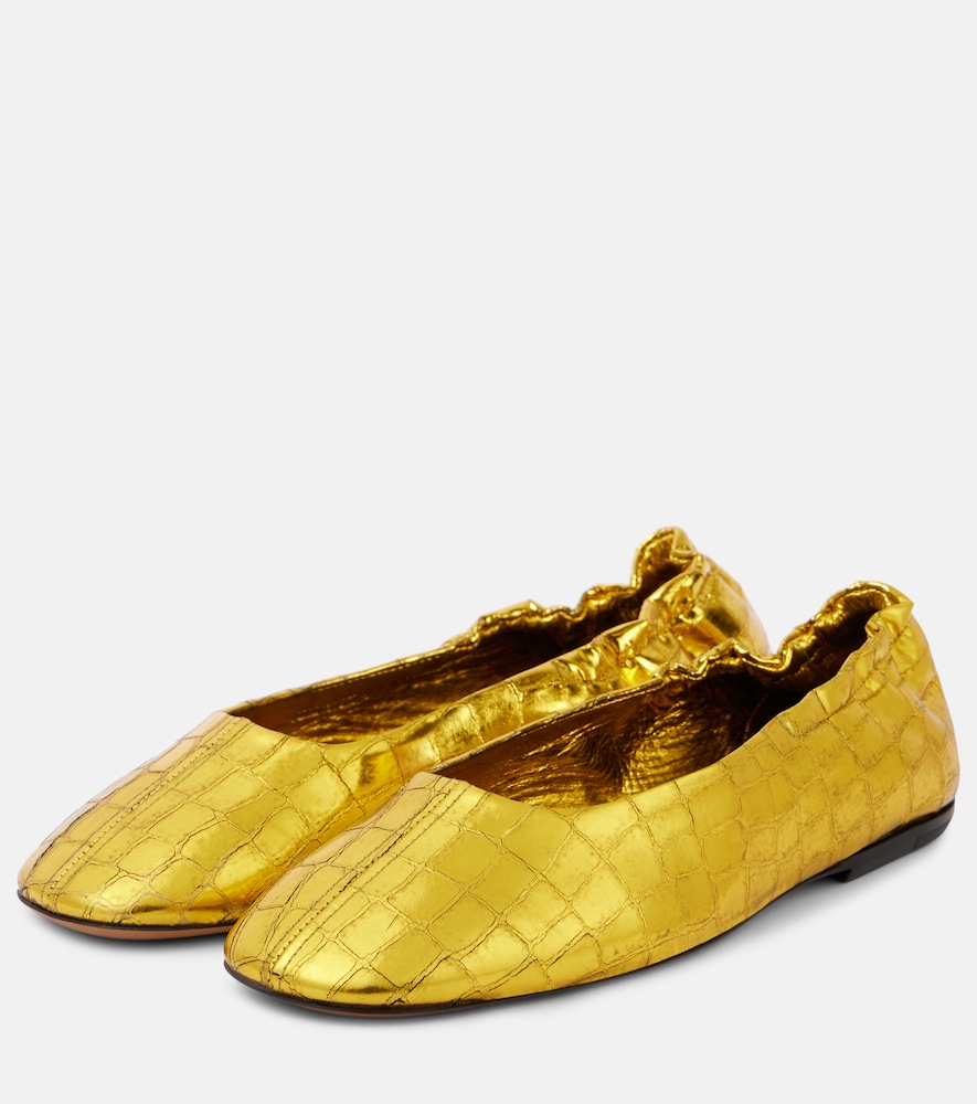 Croc-Effect Ballet Flats