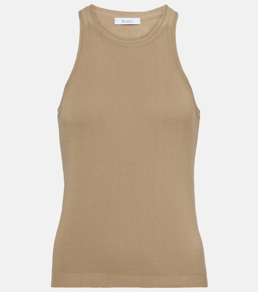 Max Mara Cotton Tank Top In Brown