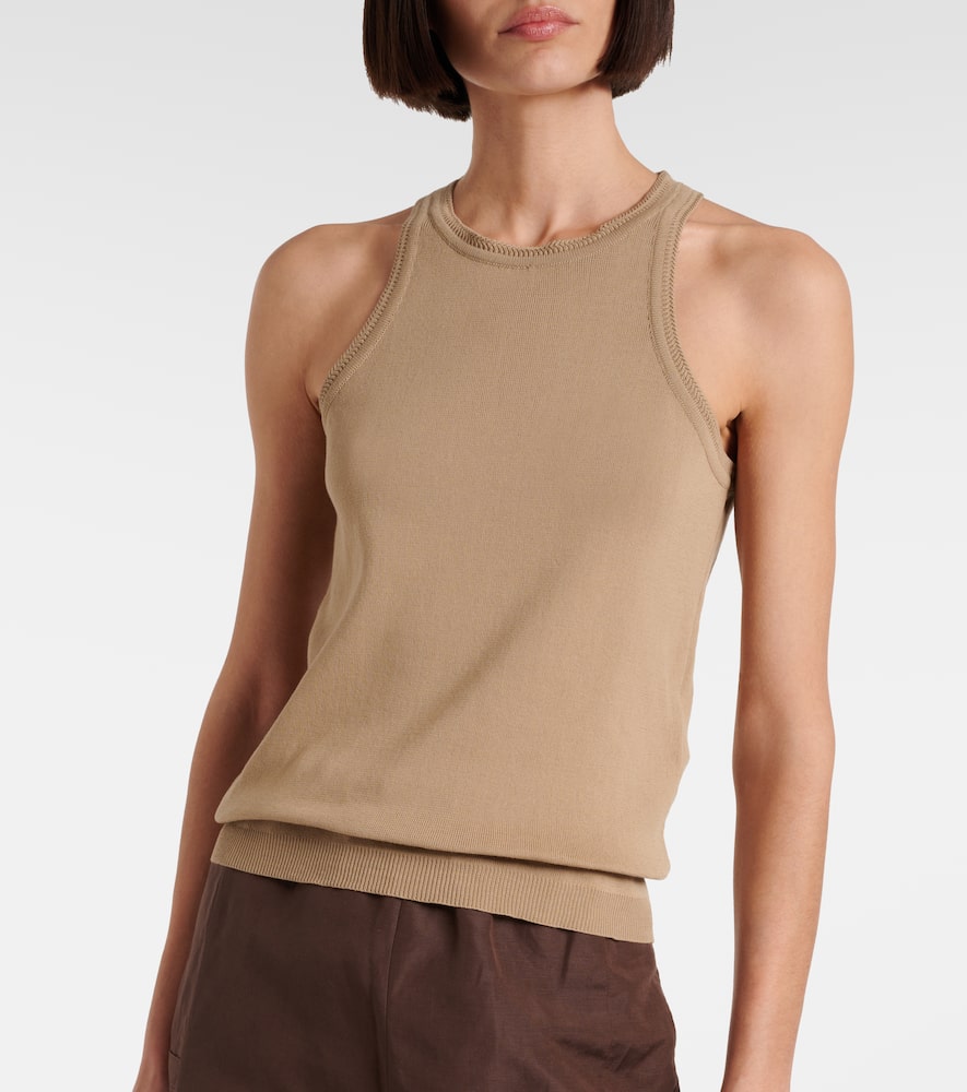Max Mara Cotton Tank Top In Brown