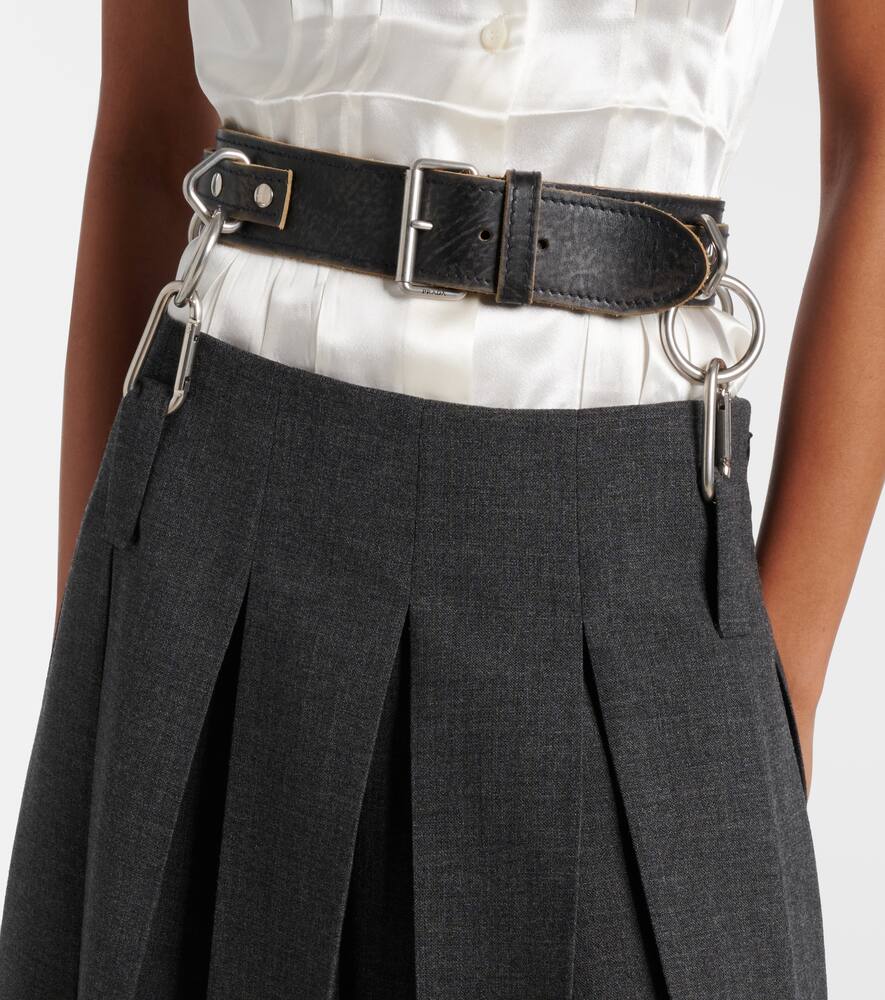 Prada Detachable-belt Midi Skirt In Grau