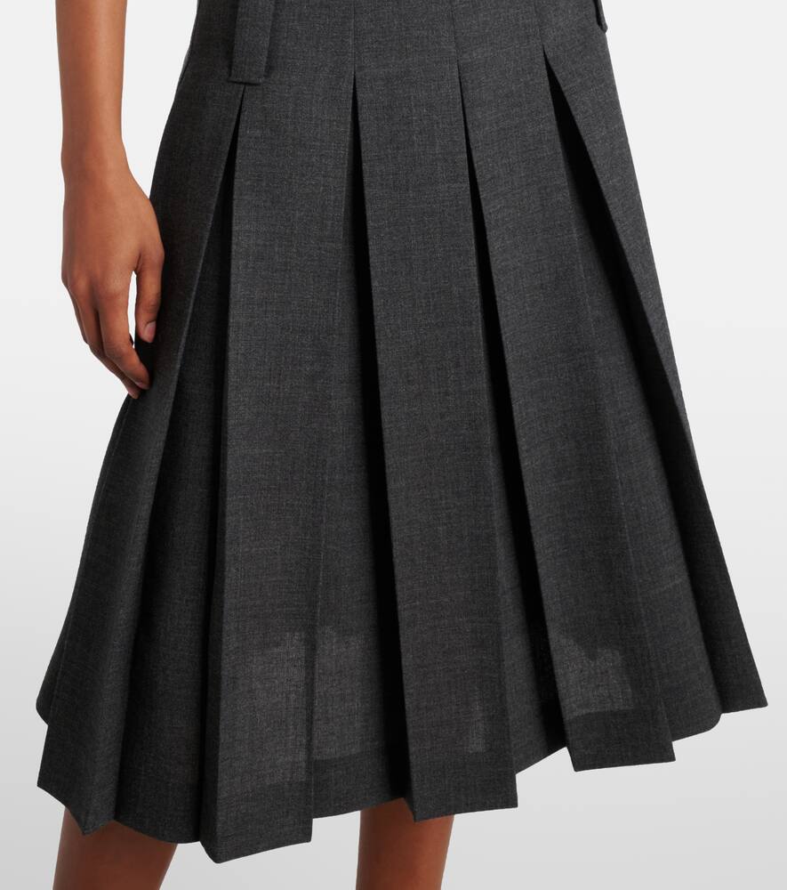 Prada Detachable-belt Midi Skirt In Grau