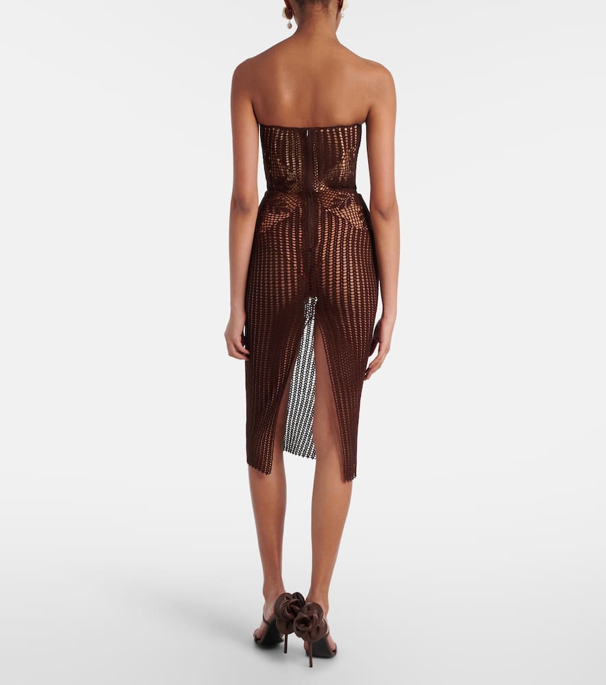 Magda Butrym Strapless Crochet Midi Dress In Brown