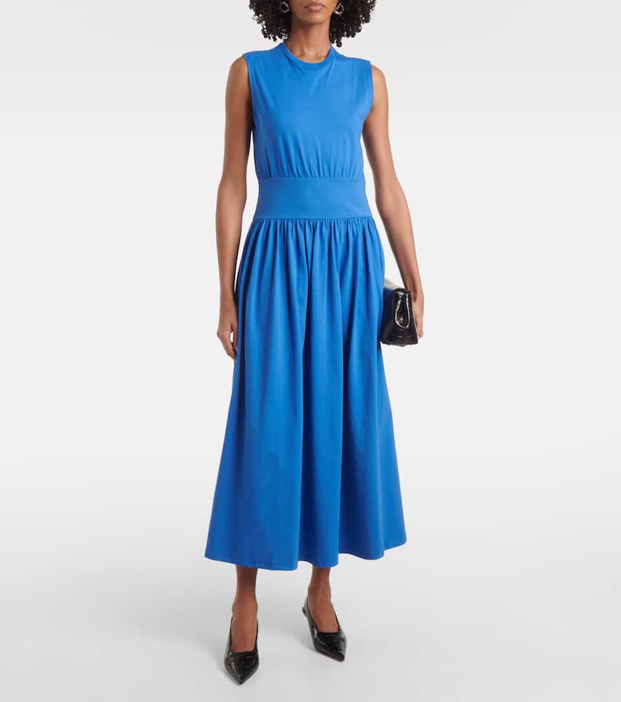 Totême Cotton Jersey Midi Dress In Blue