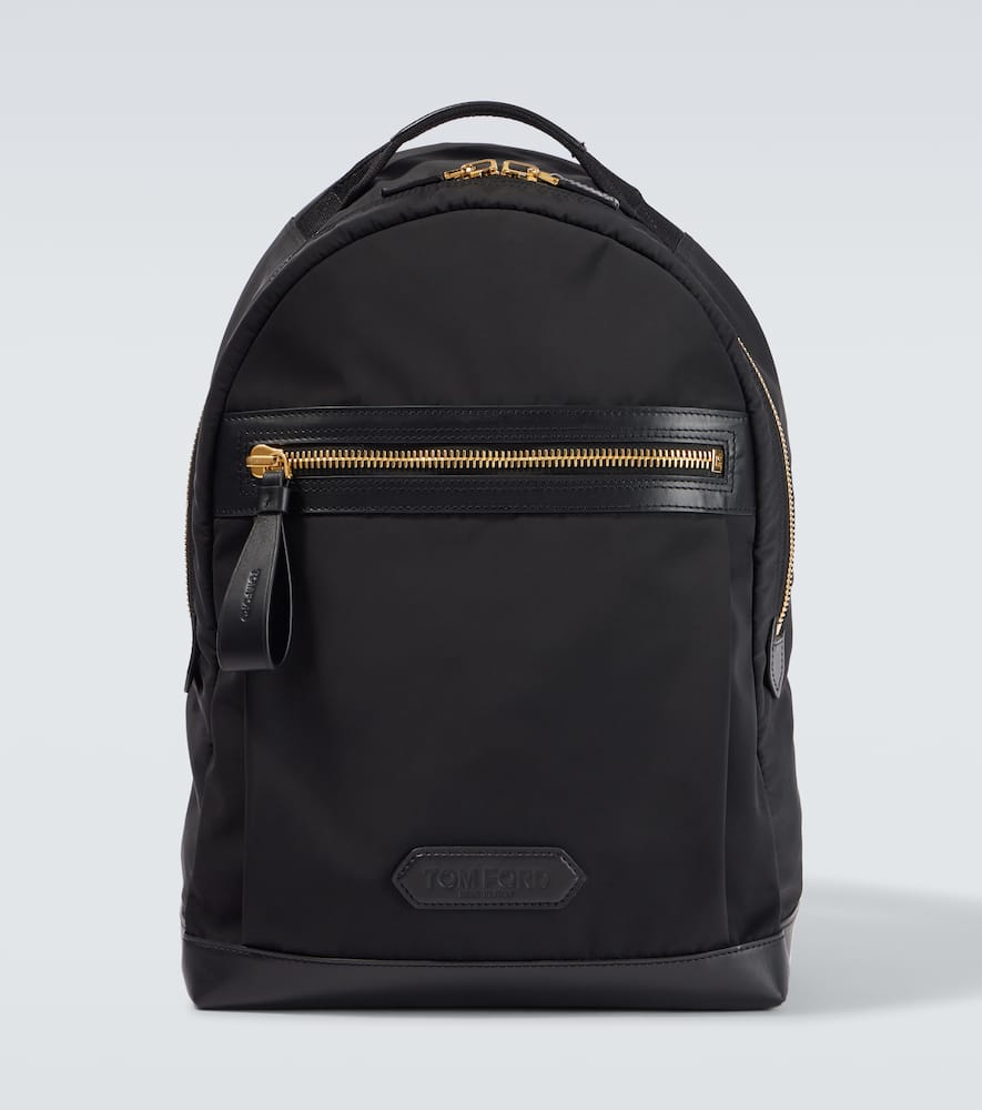 Leather-trimmed backpack