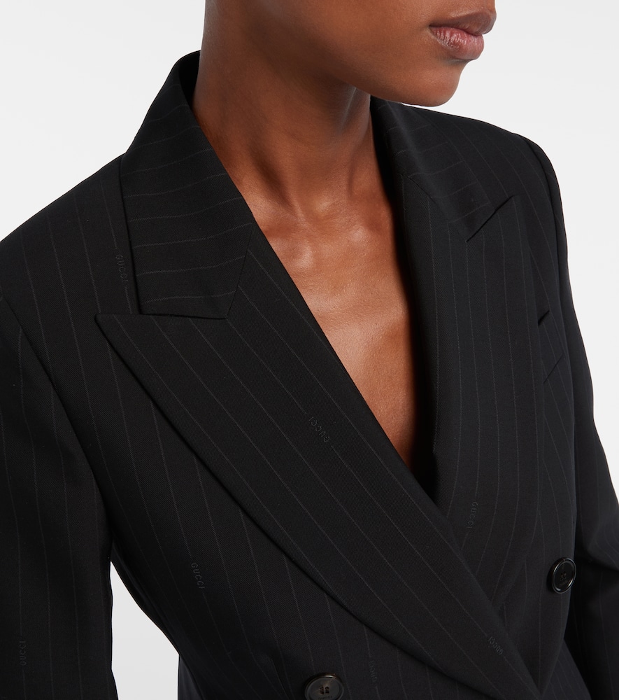 Gucci Embroidered Wool Blazer With Notched Lapels And Pockets In Black