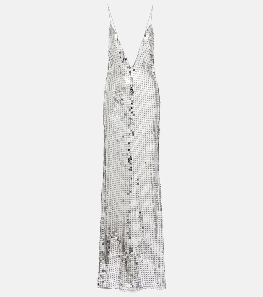The New Arrivals Ilkyaz Ozel Claudie Sequined Gown In Silver
