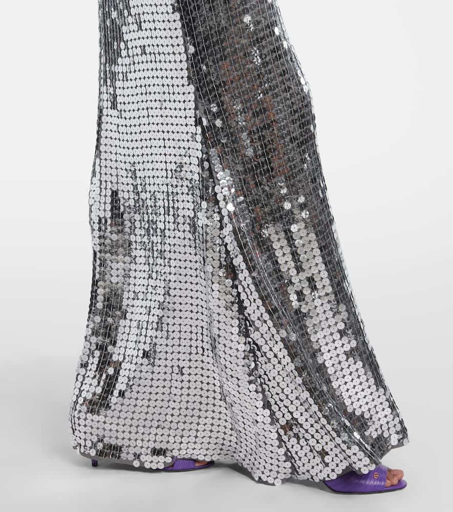 The New Arrivals Ilkyaz Ozel Claudie Sequined Gown In Silver
