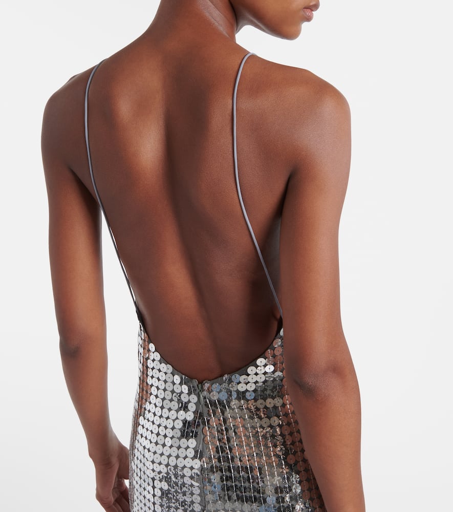 The New Arrivals Ilkyaz Ozel Claudie Sequined Gown In Silver