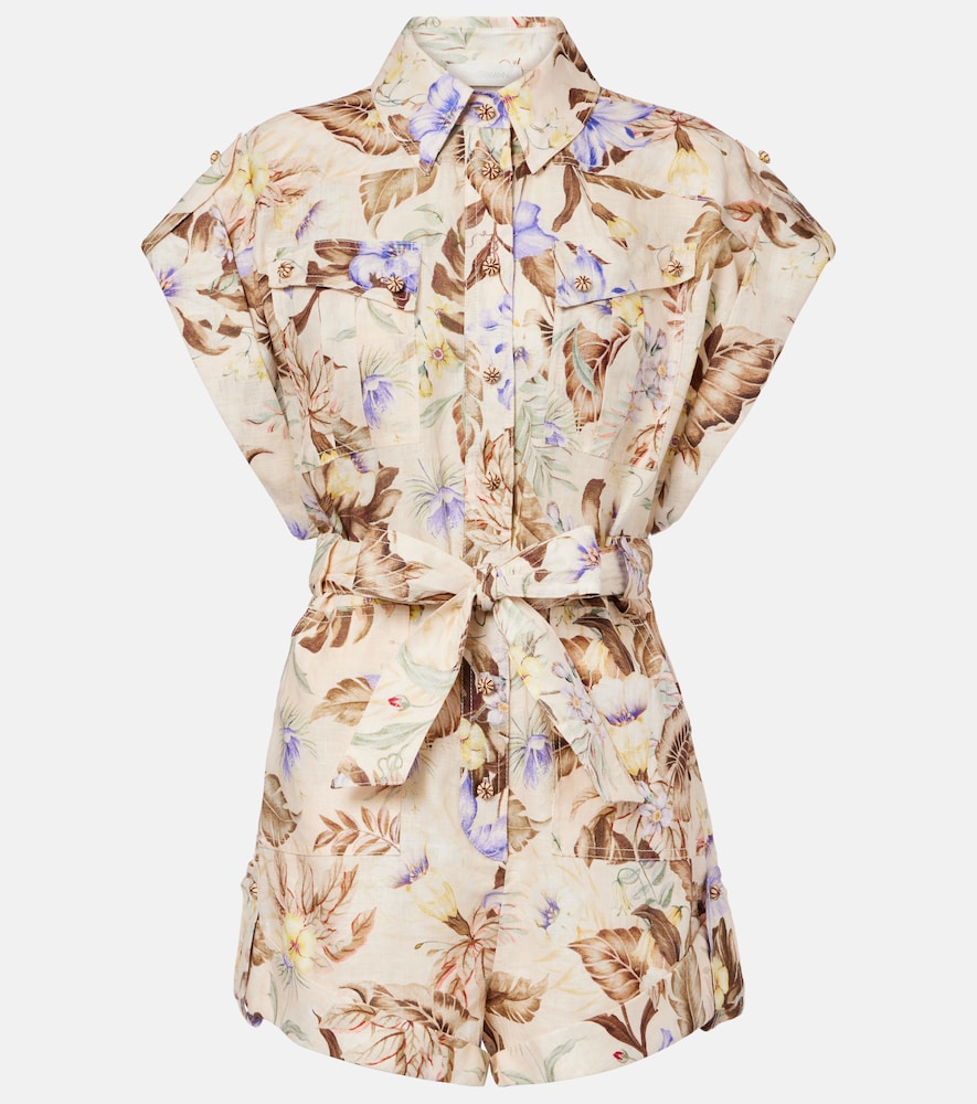 Zimmermann Zimmermann Floral linen romper　Zimmermann フローラルリネンロンパース