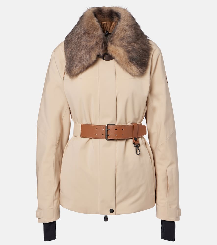 Moncler Vizelles Shearling-trimmed Ski Jacket In Neutral