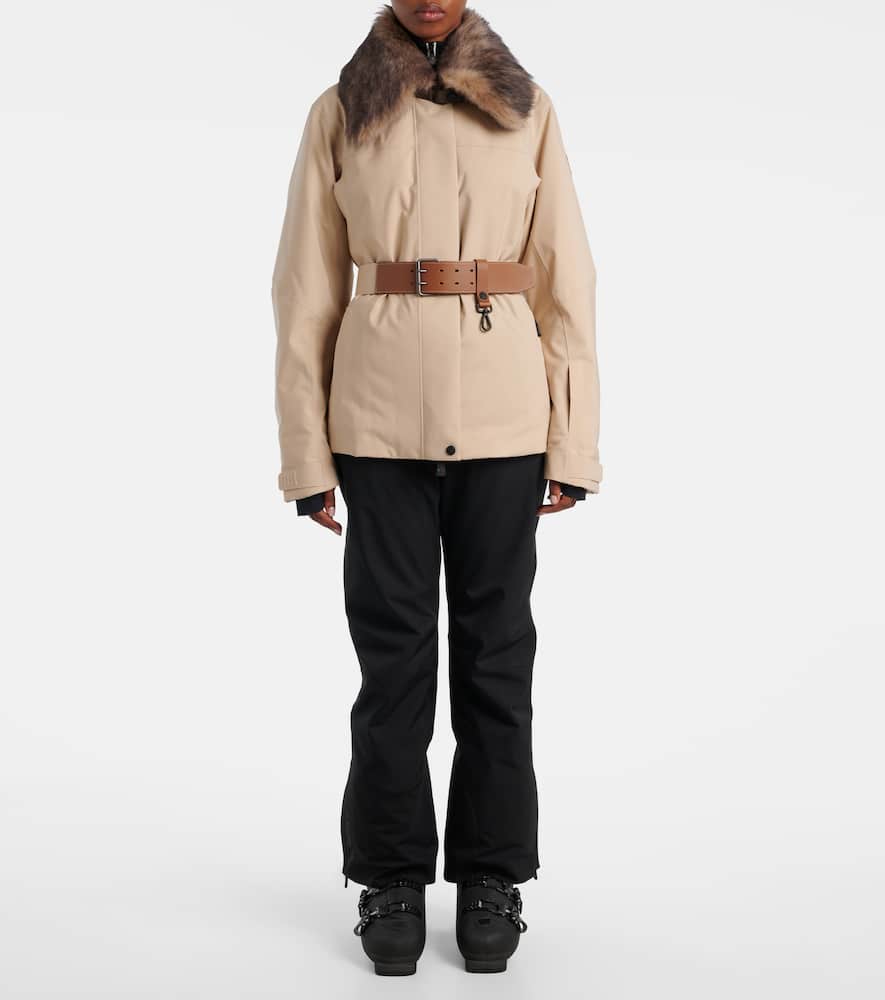 Moncler Vizelles Shearling-trimmed Ski Jacket In Neutral