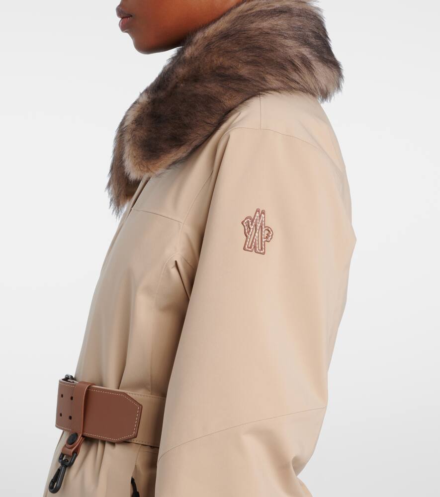 Moncler Vizelles Shearling-trimmed Ski Jacket In Neutral