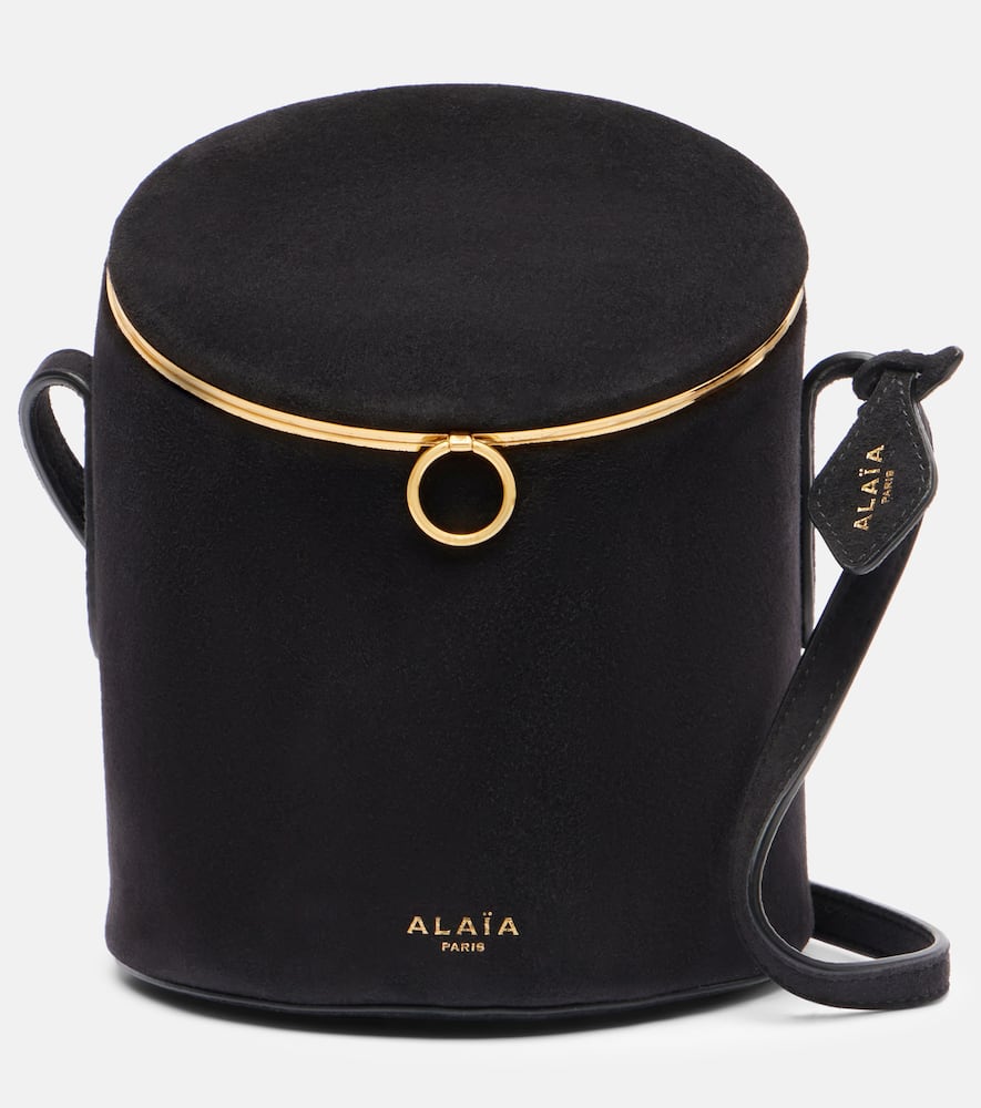 Alaïa La Canette Small Suede Bucket Bag In Black