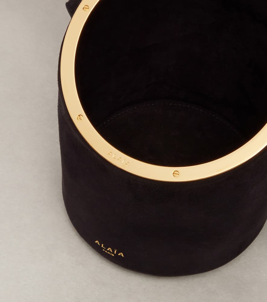 Alaïa La Canette Small Suede Bucket Bag In Black